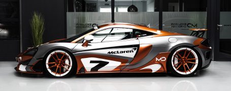 McLaren 570s - Designfolierung in TeckWrap Wild Orange + PWF Matt Dark Charcoal